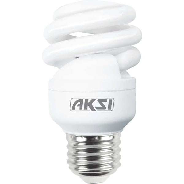 110635 foco Ahorrador Aksi 9W Mini Espiral Base E27 Luz Blanca