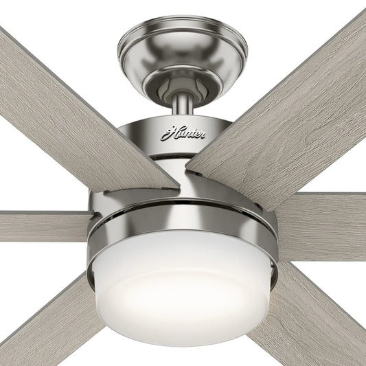 50199 Ventilador de Techo Kempton Niquel Cepillado con Luz 54 Pulgadas