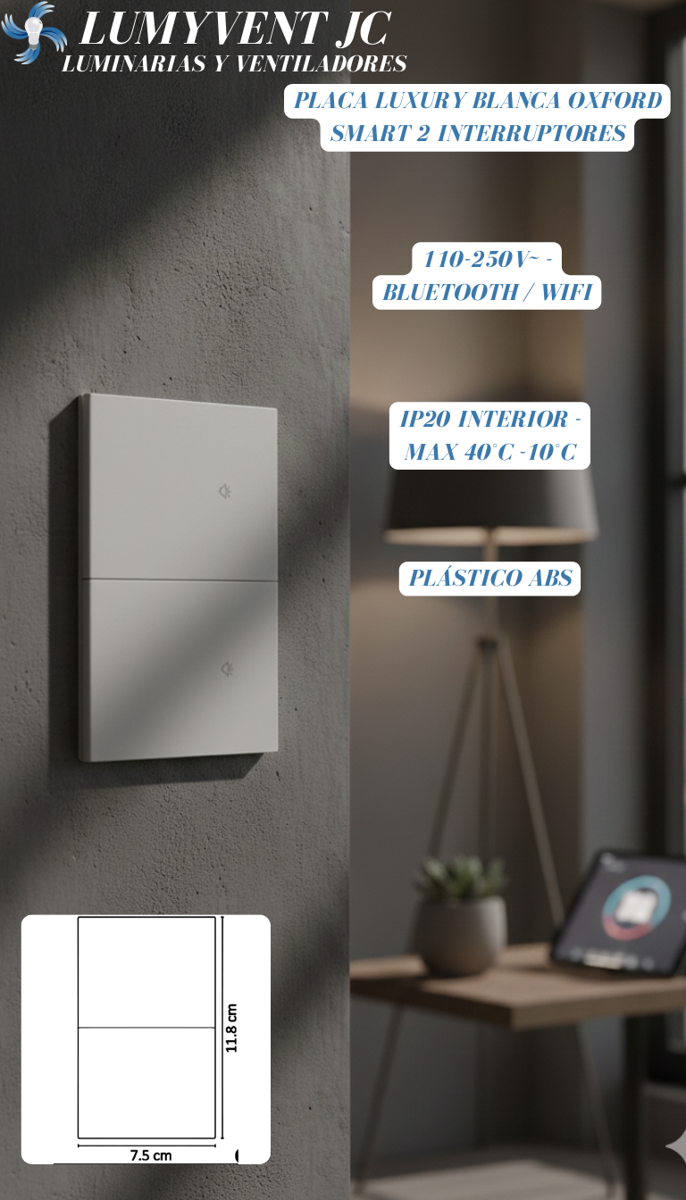 PLACA OXFORD SMART LUXURY 2 INTERRUPTORES - LumyventJC