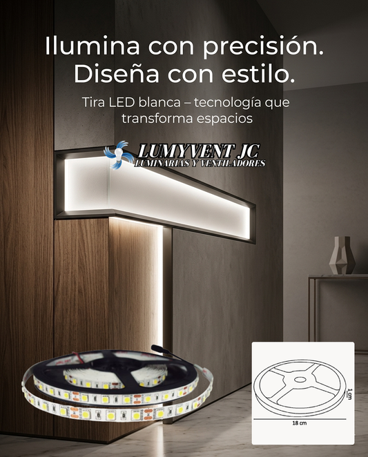 WTI-012 TIRA 300 LEDS 5050 5M 72W INTERIOR BLANCO FRIO - LumyventJC