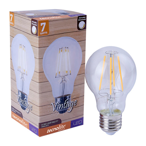 Foco A19 360° LED Filamento 7 W, Luz Cálida Suave, Base E27, Atenuable - LumyventJC