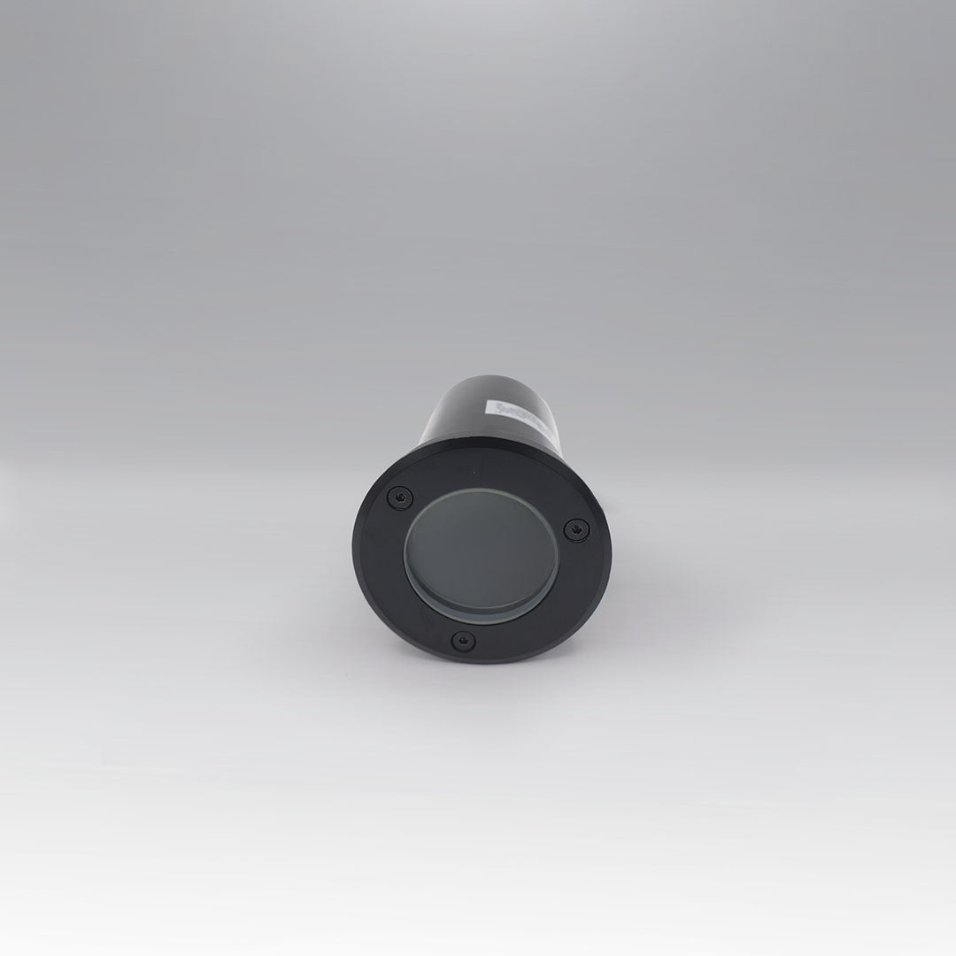 EMPOTRABLE PISO PLÁSTICO NEGRO Y VIDRIO TEMPLADO EXTERIOR BASE MR16