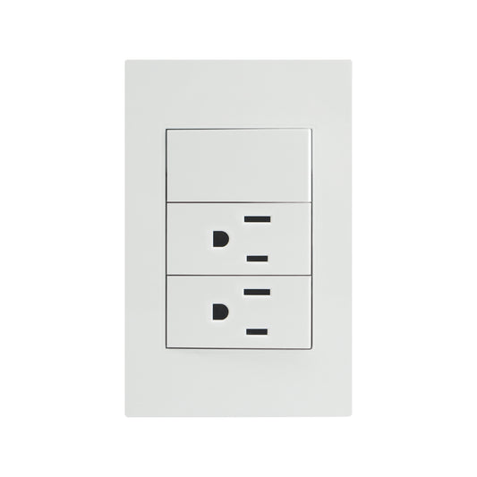 APL-215 PLACA DE DOS CONTACTOS Y UN APAGADOR DE 1 INTERRUPTOR Y 3 VÍAS - LumyventJC