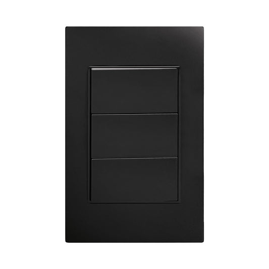 APL-303 PLACA NEGRA DE APAGADOR DE 3 INTERRUPTORES Y 3 VÍAS - LumyventJC