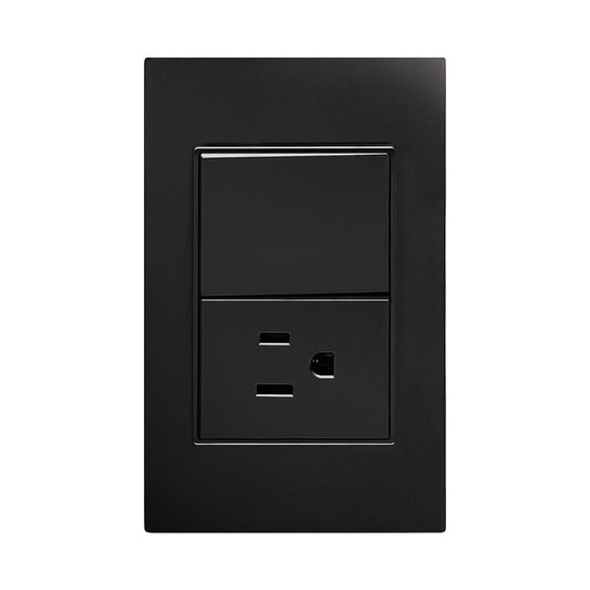 APL-305 PLACA NEGRA DE CONTACTO Y APAGADOR DE 1 INTERRUPTOR 3 VÍAS - LumyventJC