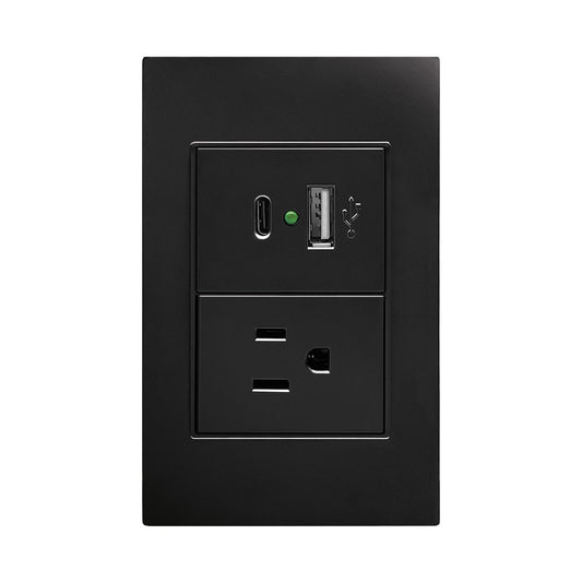 APL-307 PLACA NEGRA DE CONTACTO Y 2 SALIDAS USB (TIPO A y TIPO C) - LumyventJC