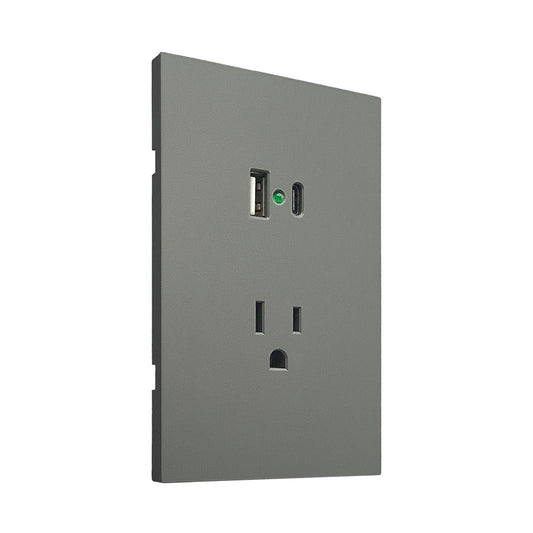 APL-407 PLACA LUXURY DE CONTACTO DOS SALIDAS USB TIPO A Y TIPO C COLOR GRIS OXFORD - LumyventJC