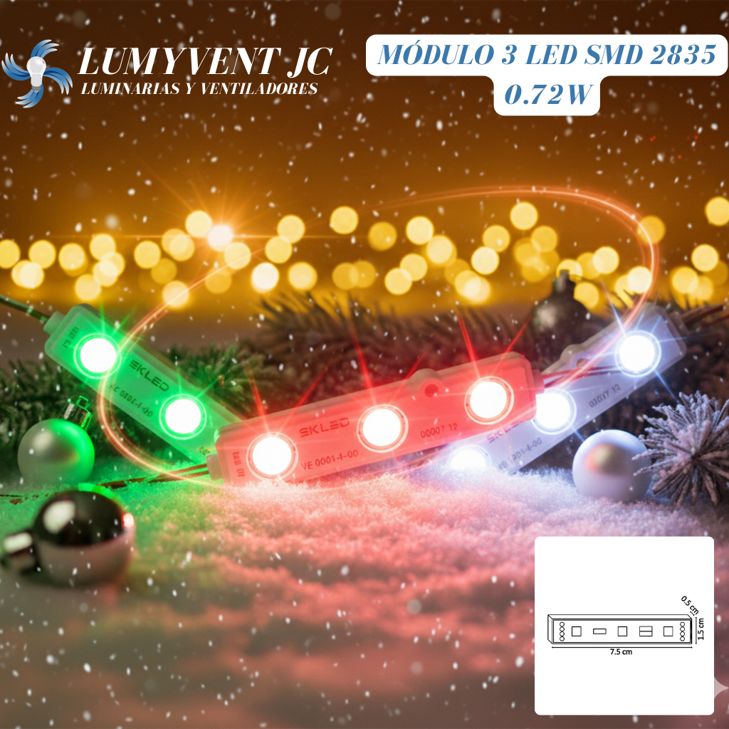MÓDULO 3 LED SMD 2835 EXTERIOR VERDE - LumyventJC