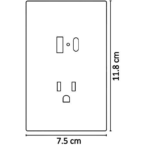 APL-607 PLACA LUXURY DE CONTACTO DOS SALIDAS USB TIPO A Y TIPO C COLOR NEGRO - LumyventJC