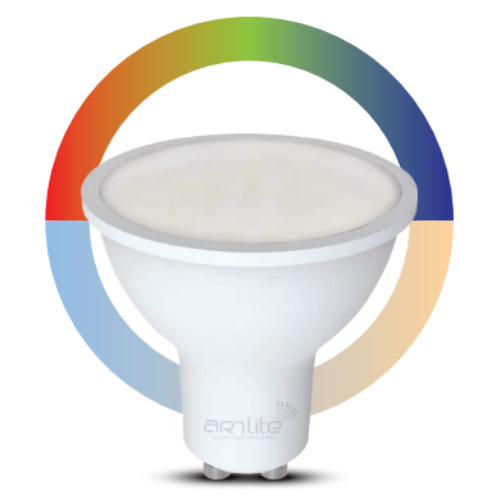 ALA-030 PAQUETE DE 2 PIEZAS DE LÁMPARA LED SMART WiFi GU10 6W RGB CW MULTICOLOR Y BLANCOS ATENUABLES