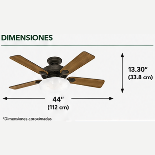 50896 Ventilador de Techo Swanson con Luz LED 44 Pulgadas - LumyventJC