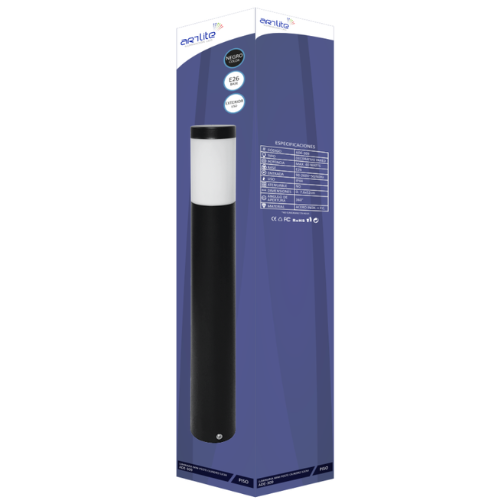 ADE-309 LUMINARIA MINI POSTE SOBREPONER GRIS EXTERIOR PARA E26 - LumyventJC
