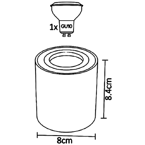 ADE-702 LUMINARIA CILÍNDRICO TECHO SOBREPONER NEGRO INTERIOR PARA GU10 - LumyventJC