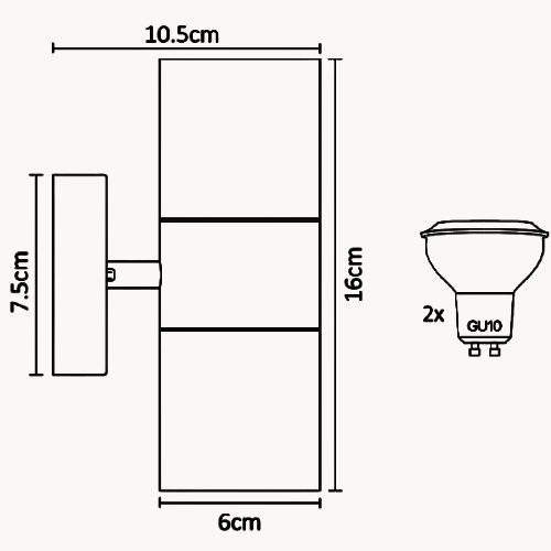 ADE-013 LUMINARIA PARED CILÍNDRO DOBLE SATÍN EXTERIOR PARA GU10 - LumyventJC