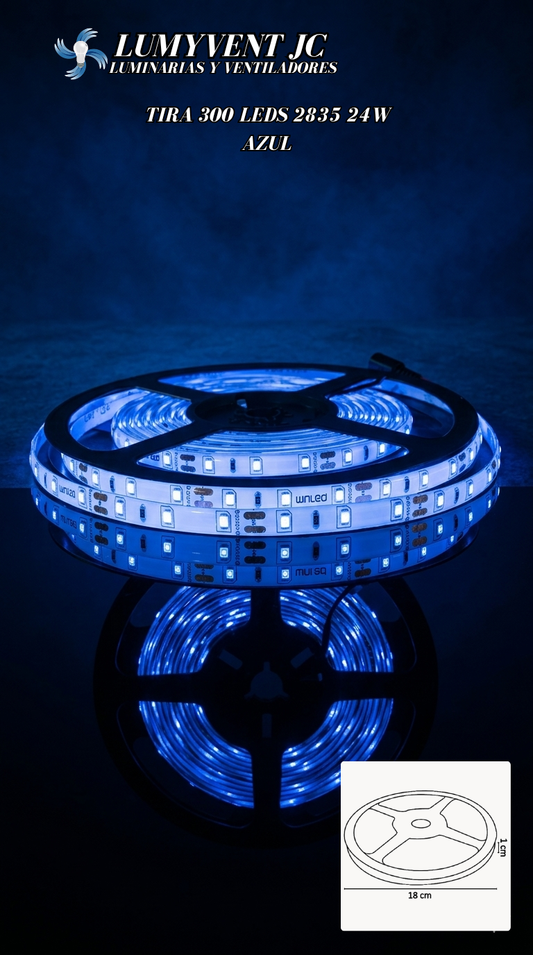 WTI-008 TIRA 300 LEDS 2835 EXTERIOR AZUL - LumyventJC