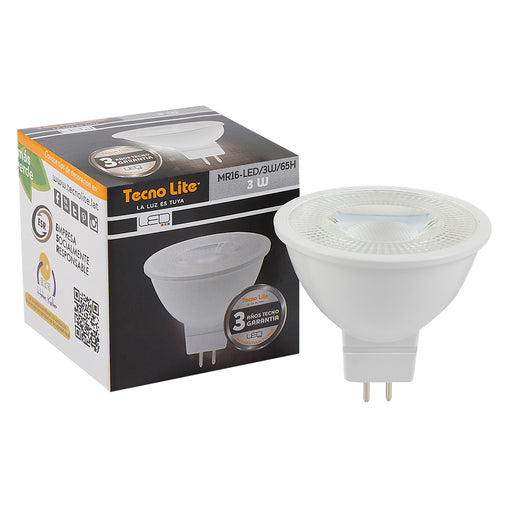 Foco MR16 LED 3 W, Luz de Día, Base GX5.3, No atenuable