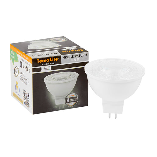 Foco MR16 LED 5.5 W, Luz de Día, Base GX5.3, No atenuable