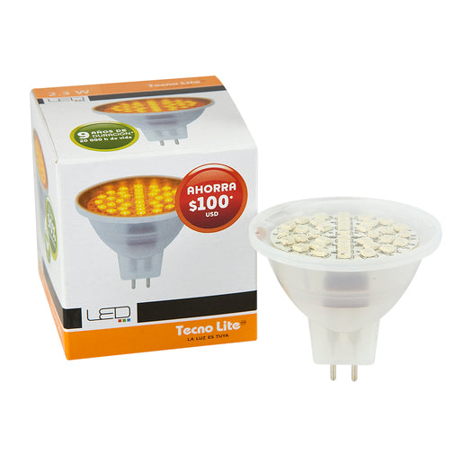 Foco MR16 LED 2.3 W, Luz Amarilla, Base GX5.3, No atenuable