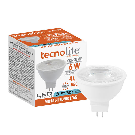 Foco MR16 LED 6 W, Luz de Día, Base GX5.3, No atenuable - LumyventJC
