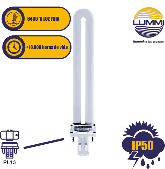 Foco PL 13W tipo 1U GX23 (PL13/64) - LumyventJC
