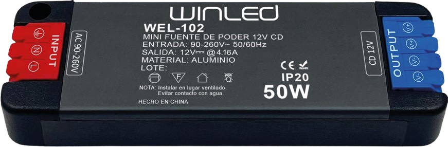WEL-102 MINI FUENTE DE PODER 50W 12VCD DE SALIDA