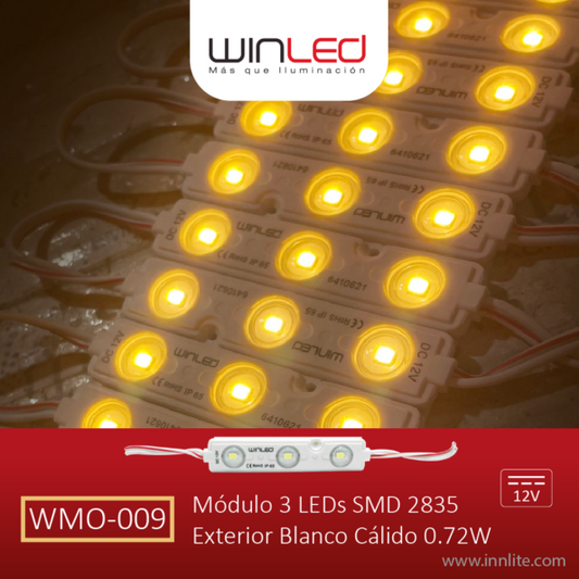 MÓDULO 3 LED SMD 2835 EXTERIOR BLANCO CÁLIDO - LumyventJC