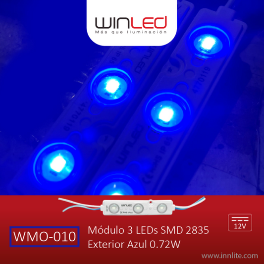 MÓDULO 3 LED SMD 2835 EXTERIOR AZUL - LumyventJC