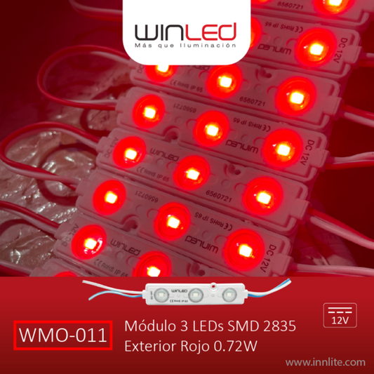 MÓDULO 3 LED SMD 2835 EXTERIOR ROJO - LumyventJC