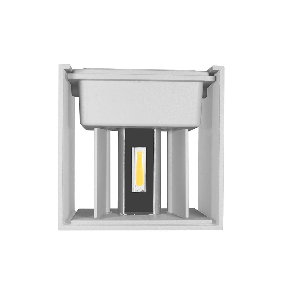 LED803E LUMINARIO TIPO CUBO DE PARED LED, BLANCO CALIDO, ACABADO BLANCO. - LumyventJC