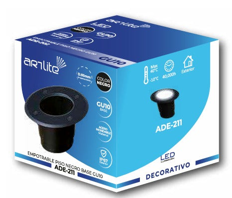 ADE-211 EMPOTRABLE PISO EXTERIOR NEGRO GU10