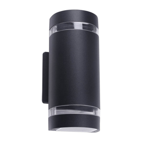 LUMINARIA PARED CILINDRO ALUMINIO NEGRA DOBLE ARO EXTERIOR BASES GU10 - LumyventJC