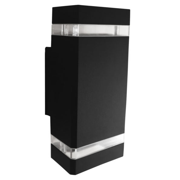 LUMINARIA PARED RECTANGULAR DOBLE NEGRA EXTERIOR PARA 2 LÁMPARAS GU10 - LumyventJC