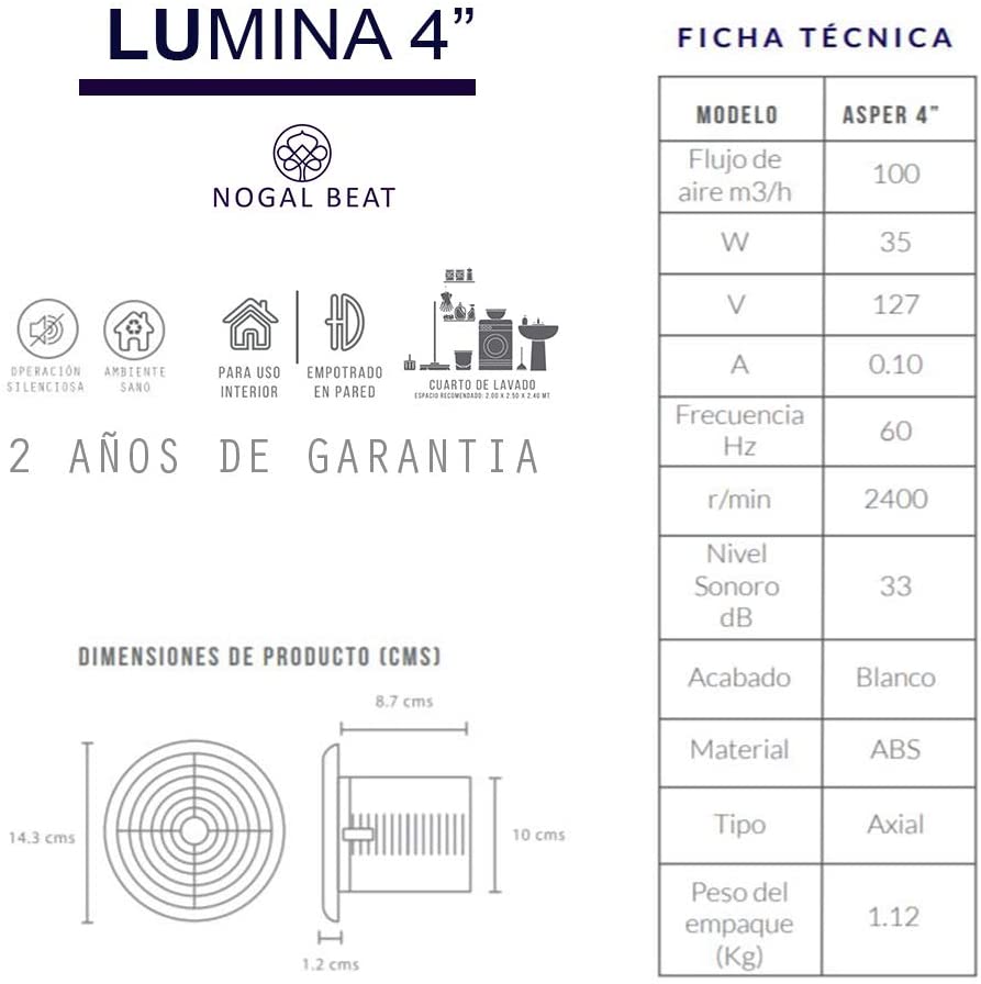 Extractor de Aire Lumina 4 Con Luz Silencioso – LumyventJC