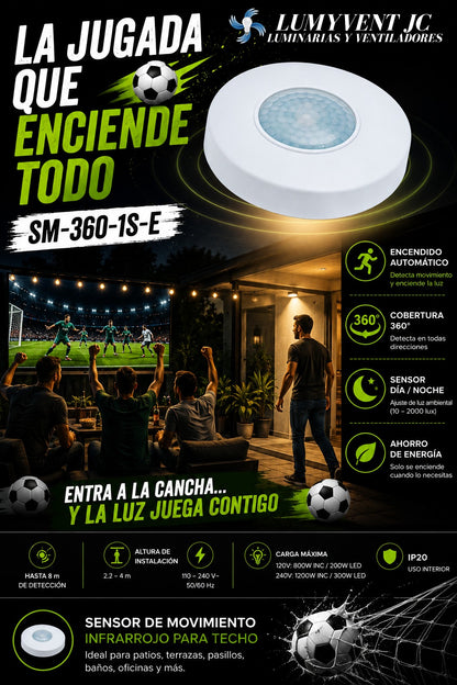 SM-360-1S-E Sensor de movimiento infrarrojo con un sensor para sobreponer en techo