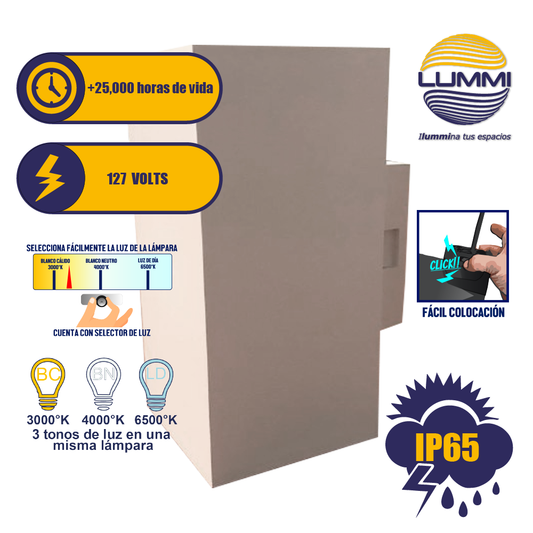 Arbotante de forma prisma cuadrado de 18W (1160) - LumyventJC