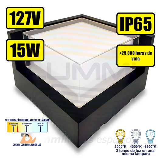 Arbotante de forma cuadrada de 15W (1052) - LumyventJC