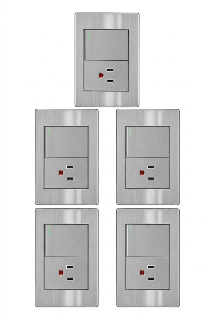 APL-105 5 PIEZAS DE PLACA DE CONTACTO Y APAGADOR DE 1 INTERRUPTOR 2 VÍAS