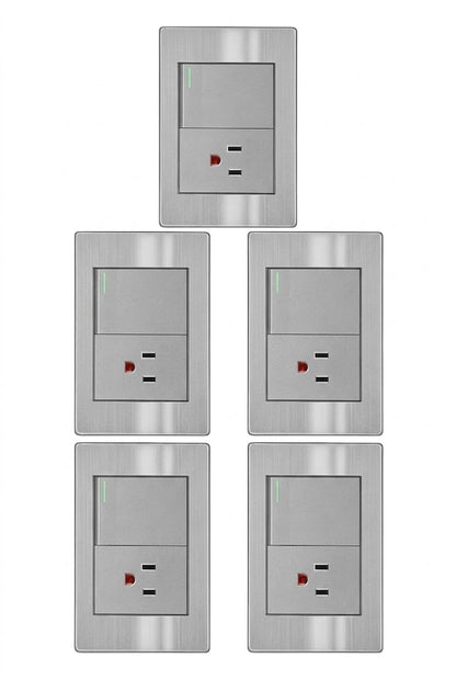 APL-105 5 PIEZAS DE PLACA DE CONTACTO Y APAGADOR DE 1 INTERRUPTOR 2 VÍAS