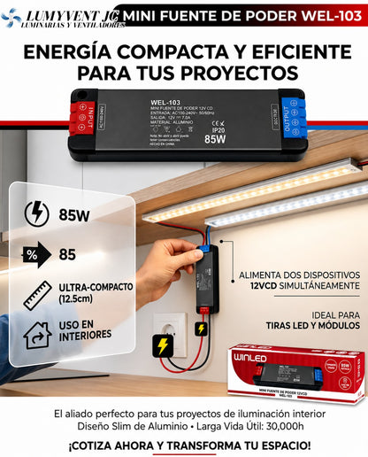 WEL-103 MINI FUENTE DE PODER 85W 12VCD DE SALIDA