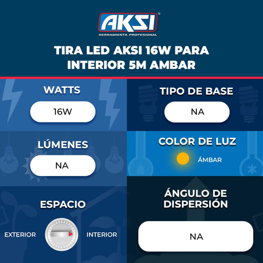 118216 Tira LED Aksi 16W para Interior 5m Ambar