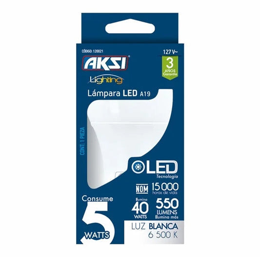 120025 Foco LED Aksi 9W A19 Base E27Luz Blanca