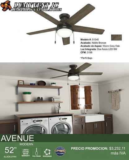 51540 Ventilador de Techo Avenue con Luz 52 Pulgadas