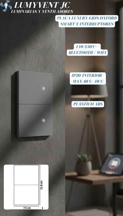PLACA OXFORD SMART LUXURY 2 INTERRUPTORES