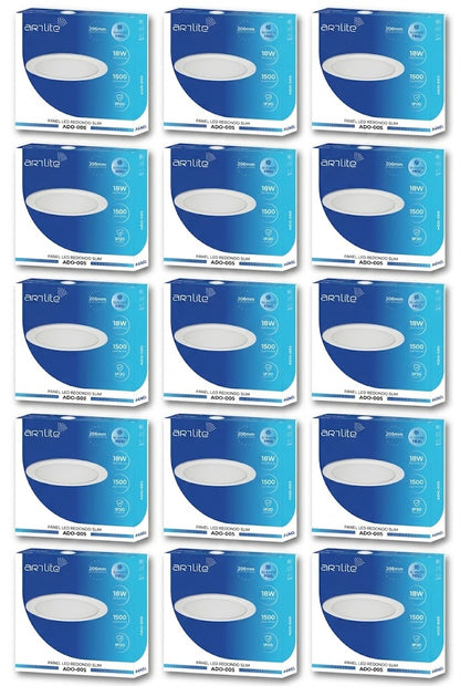 ADO-005 15 PIEZAS DE PÁNEL LED REDONDO SLIM 18W EMPOTRABLE BLANCO FRÍO
