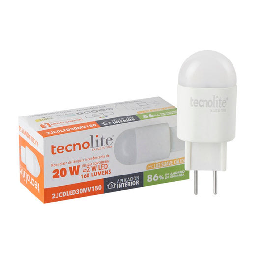 Foco JCD LED Ampolleta 2 W, Luz Cálida Brillante, Base GY6.35, No atenuable