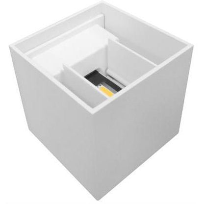 LED803E LUMINARIO TIPO CUBO DE PARED LED, BLANCO CALIDO, ACABADO BLANCO. - LumyventJC