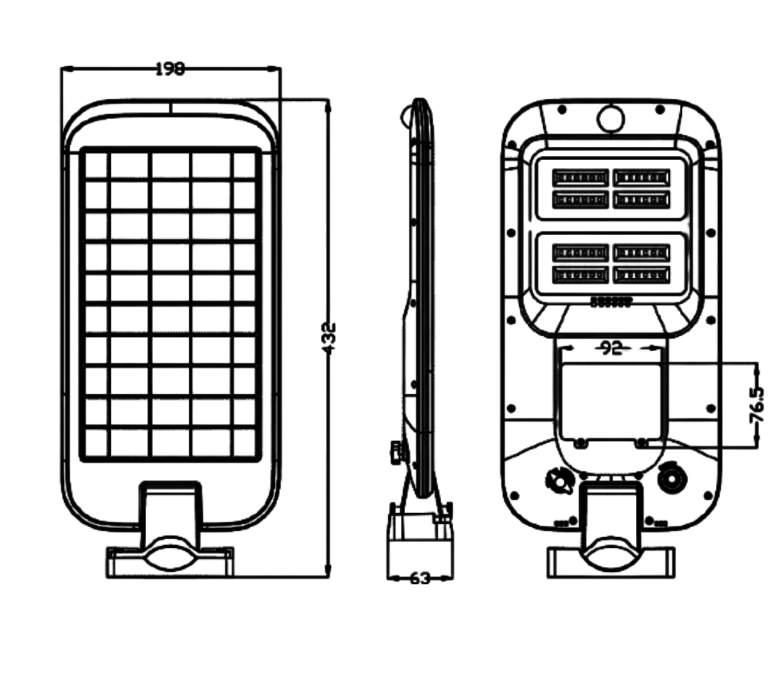 ASL-005 LUMINARIA LED SOLAR DE CALLE CON PANEL INTEGRADO, BRAZO Y CONTROL REMOTO - LumyventJC