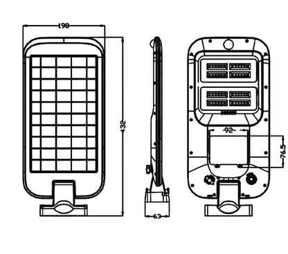 ASL-005 LUMINARIA LED SOLAR DE CALLE CON PANEL INTEGRADO, BRAZO Y CONTROL REMOTO - LumyventJC