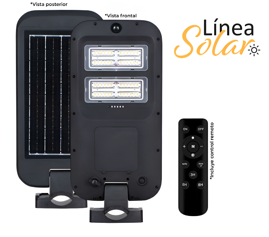 ASL-005 LUMINARIA LED SOLAR DE CALLE CON PANEL INTEGRADO, BRAZO Y CONTROL REMOTO - LumyventJC