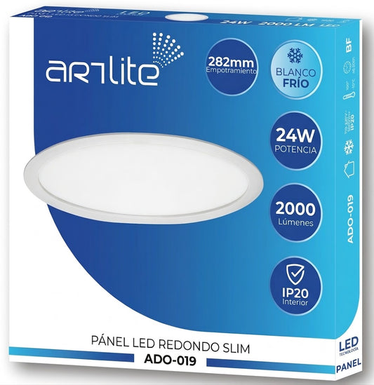 ADO-019 PANEL LED REDONDO SLIM 24W BLANCO FRÍO - LumyventJC